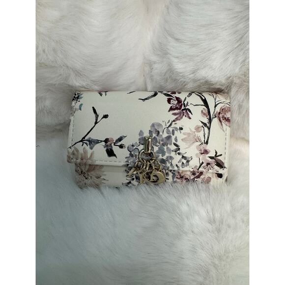 Christian Dior Floral Print Leather Wallet with Gold DIOR Charms – Made in Italy - Picture 1 of 7